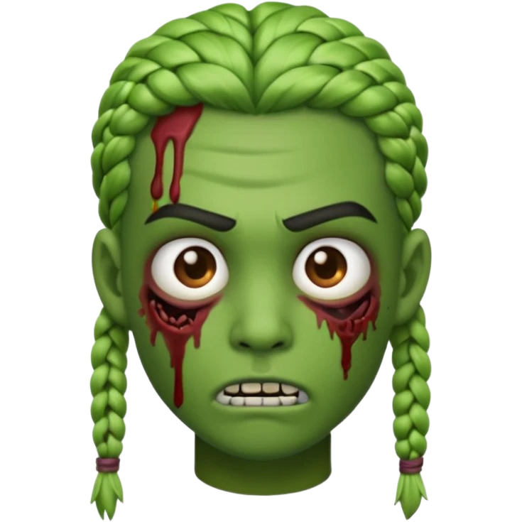 can you make an zombie emoji with braids and a eyebrow piercing on his right eyebrow and a diagonal eyebrow piercing on his left eyebrow emoji