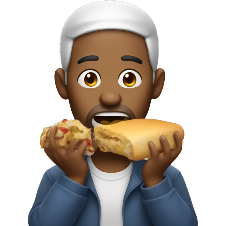  Big person stuffing face with food  emoji