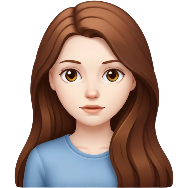 White girl with long brown hair emoji