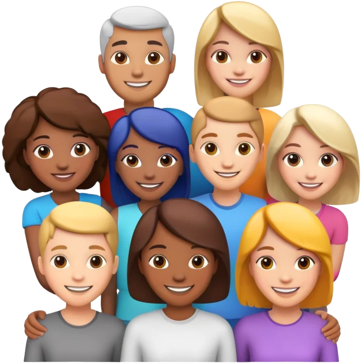 generate realistic detailed group of people with text welcome 3d style emoji