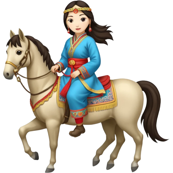 mongolian woman on horse full body emoji