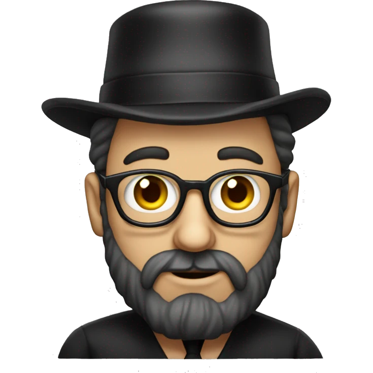 A Hasidic man in a shtreimel wearing a weezer tshirt emoji