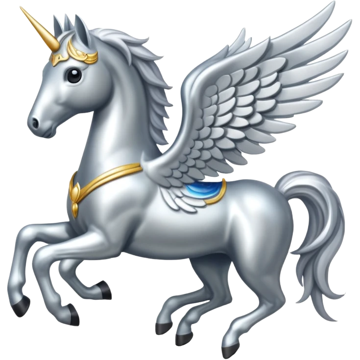 Silver horse with wings full body  emoji