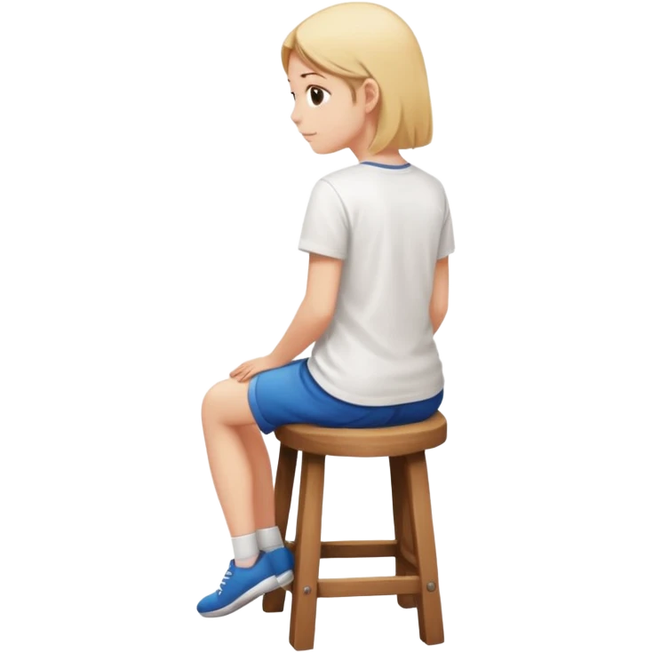 a person sitting on stool backs turned emoji