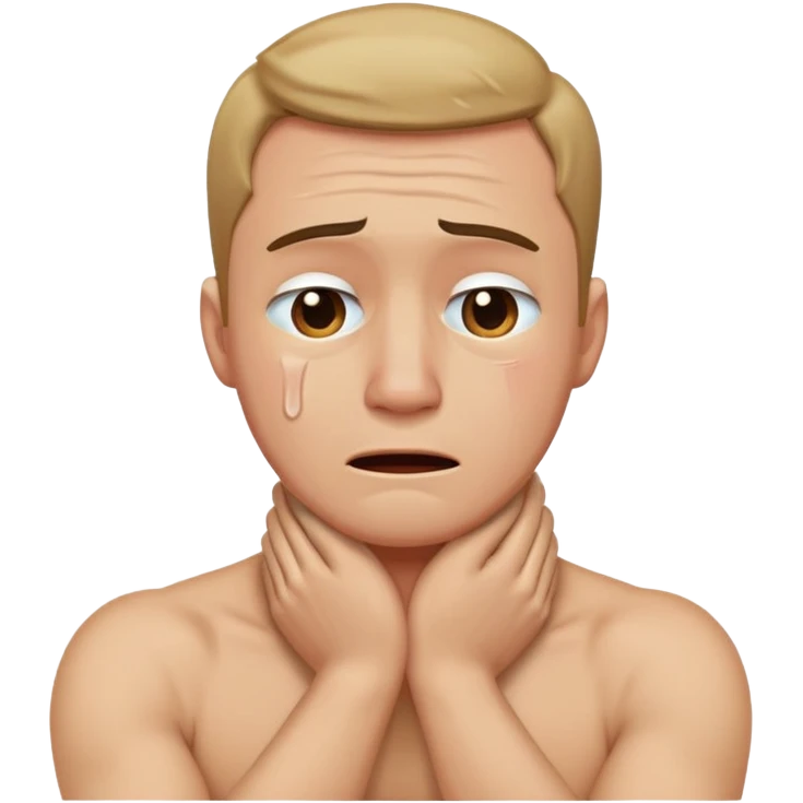 Arms crossed holding neck crying guy emoji