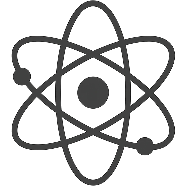 An atom sign in a flat design style, simple and clean. emoji