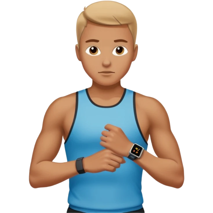 An athlete looking at their smart watch after running emoji