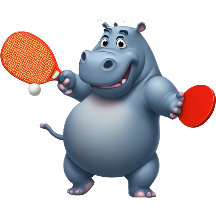 Hippo playing ping pong emoji