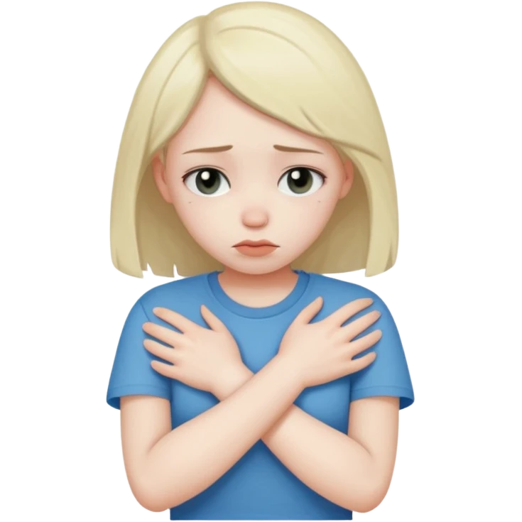 грустная девушка обнимает себя руками emoji