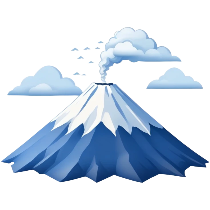 Mount Fuji with muted blue and white colors, not bright emoji