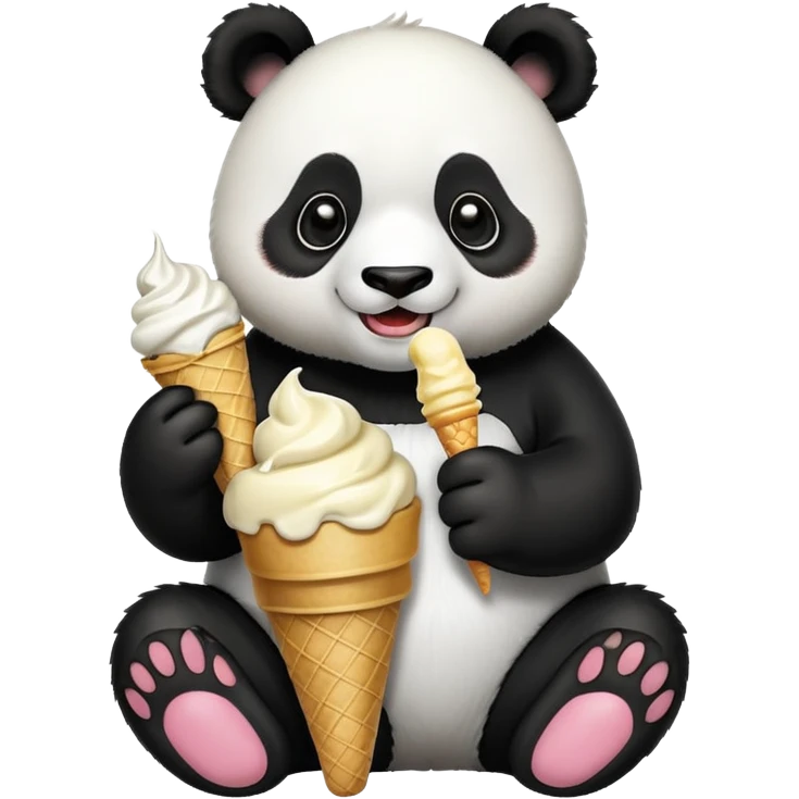 Panda eating ice cream emoji