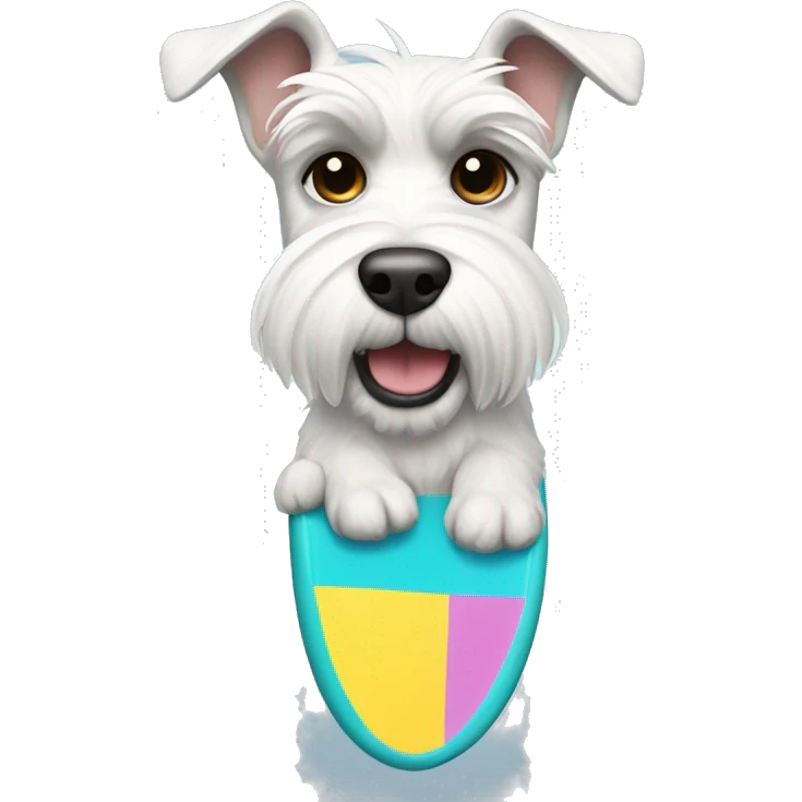 White fun schnauzer  surf board emoji