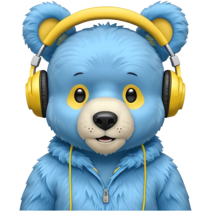 blue bear with yellow headphones emoji