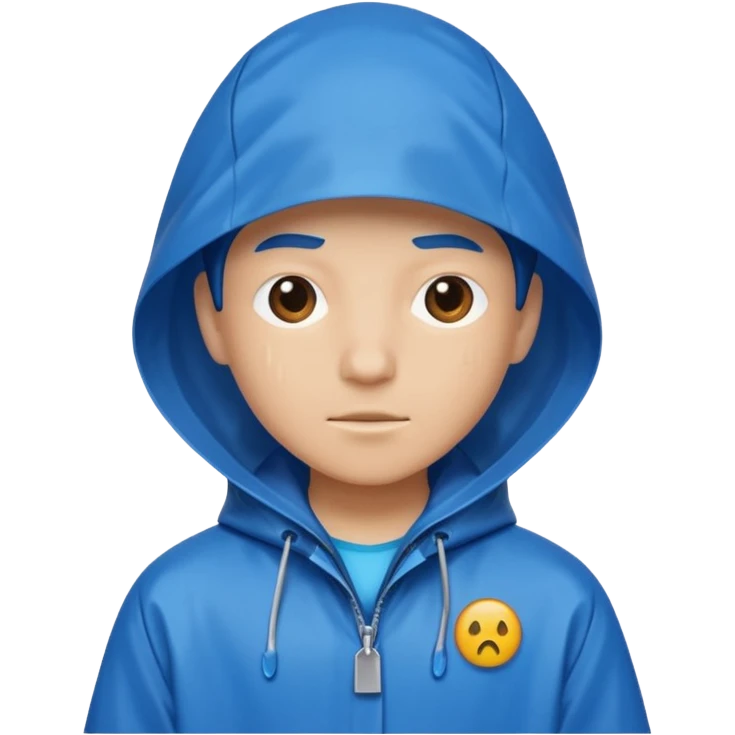 blue raincoat, just rain coat, negative character. emoji