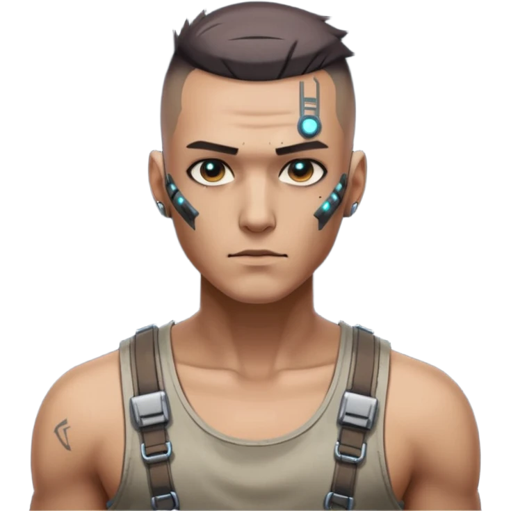 cyberpunk shaved man worn tank top emoji