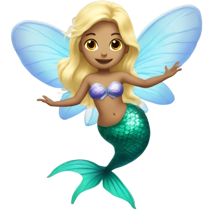 Blonde Mermaid with fairy wings emoji