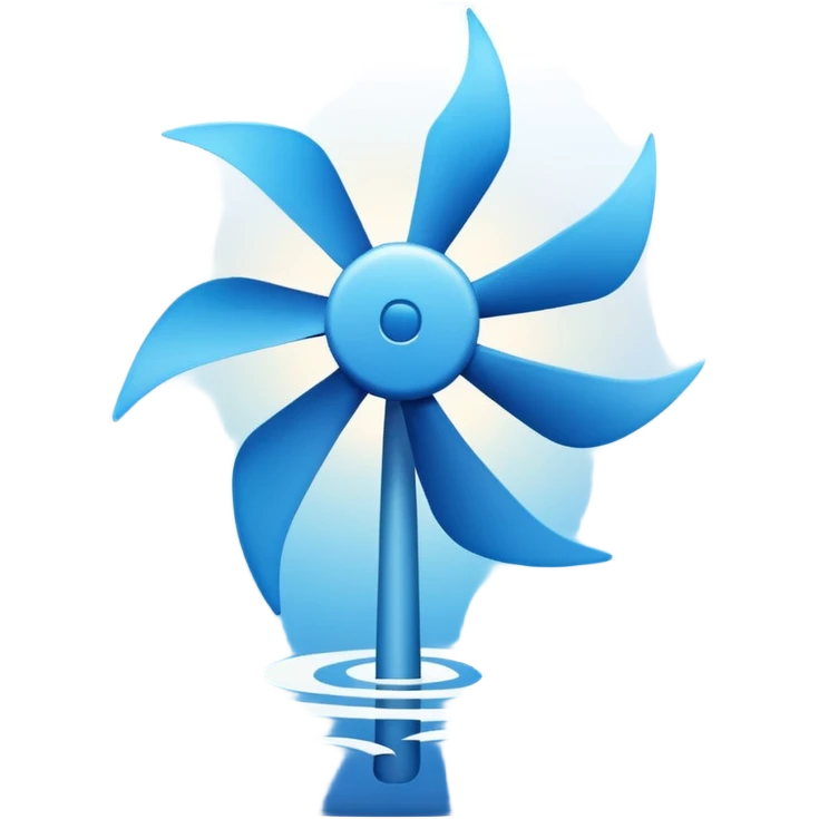 a Tiny compressed Stylized blue wind symbol inside a pastel gradient white square icon emoji