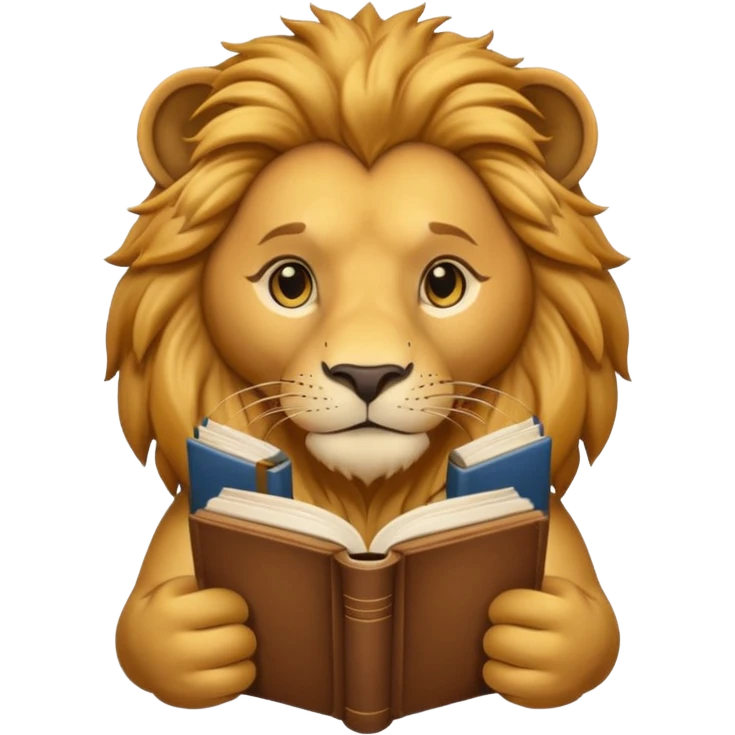 lion reading a book emoji