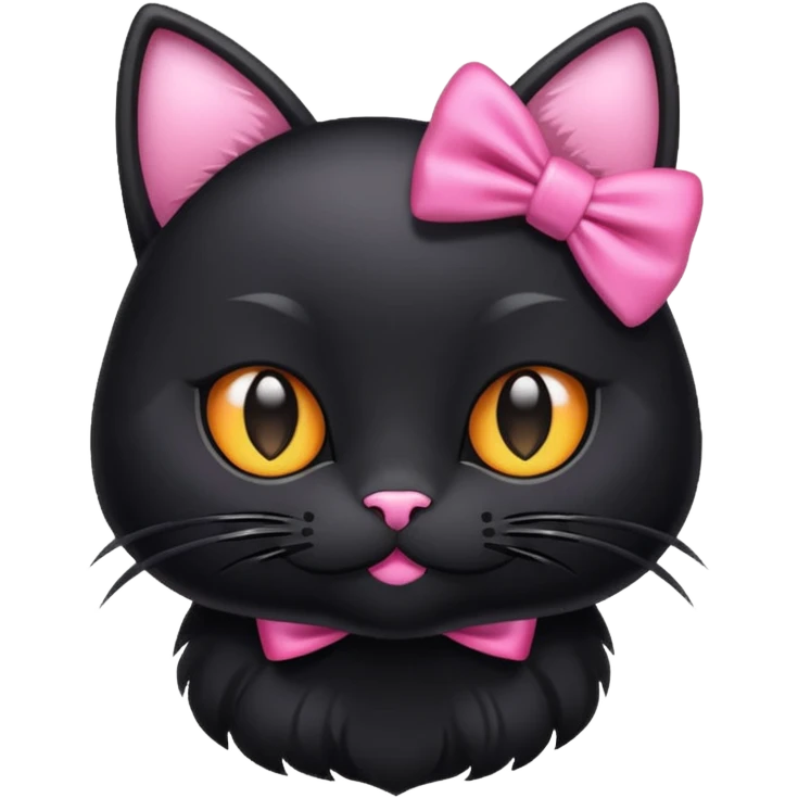 Black cat with pink bow emoji