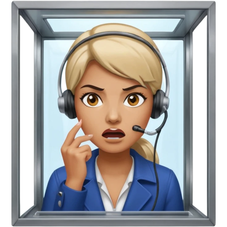 Telephone booth with angry woman inside emoji
