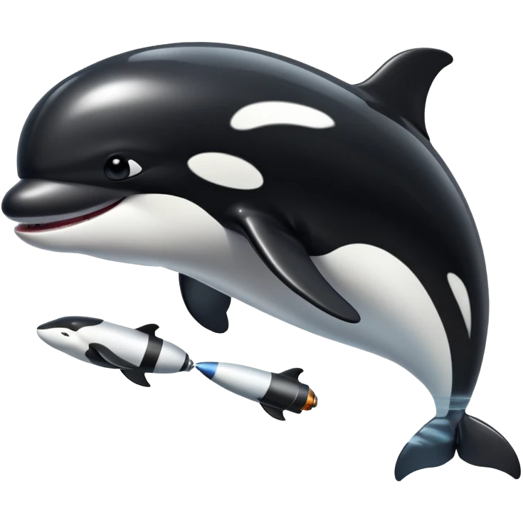 Orca whale with rocket  emoji