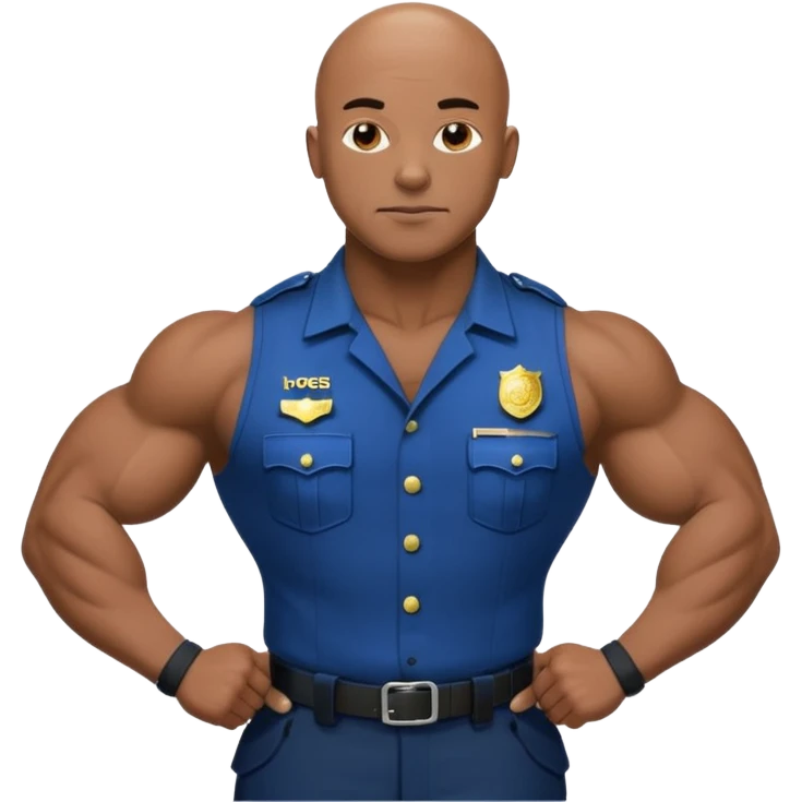 black bald police bodybuilder emoji | AI Emoji Generator