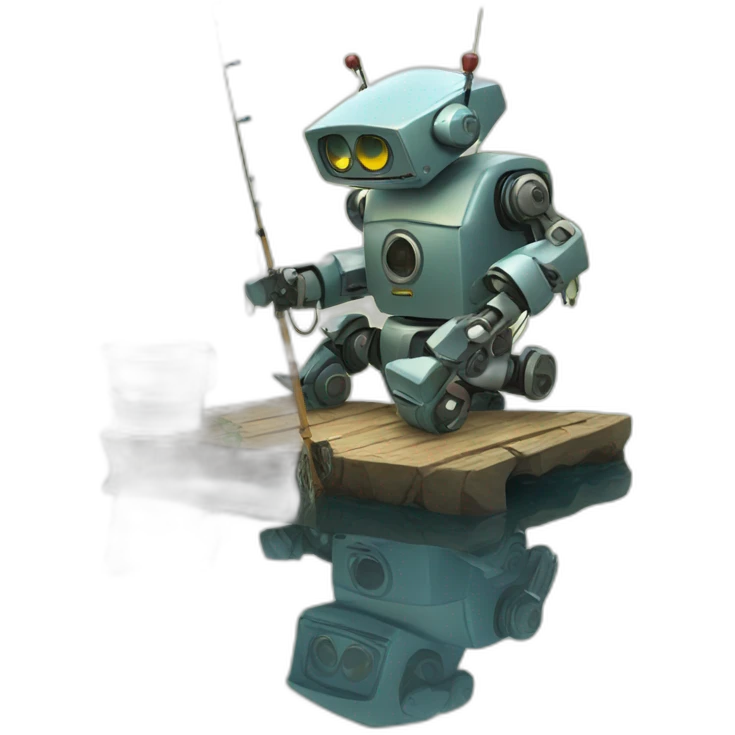 robot with fishing road emoji