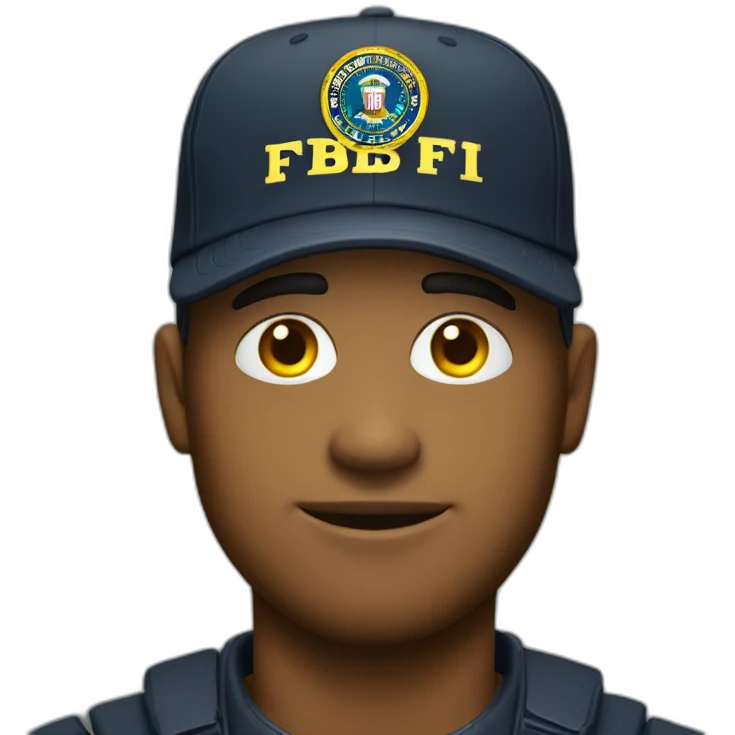 man with yellow "FBI" letters on his cap emoji