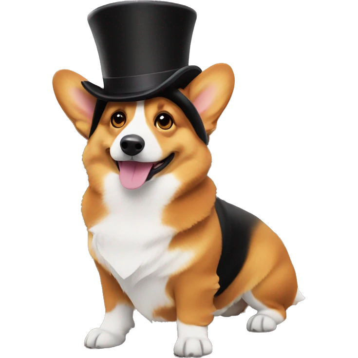 corgi watching the sunset in a tophat emoji