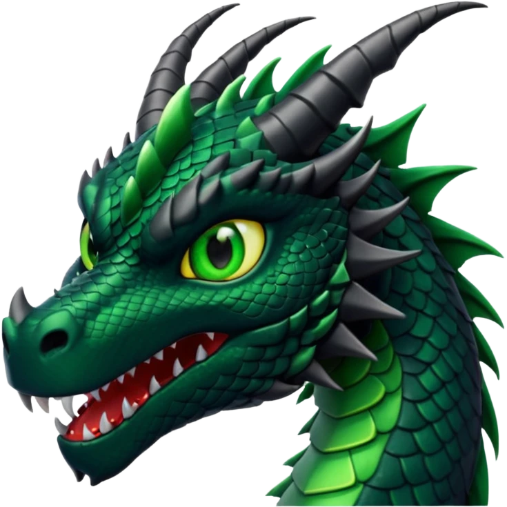 black dragon, green eyes emoji