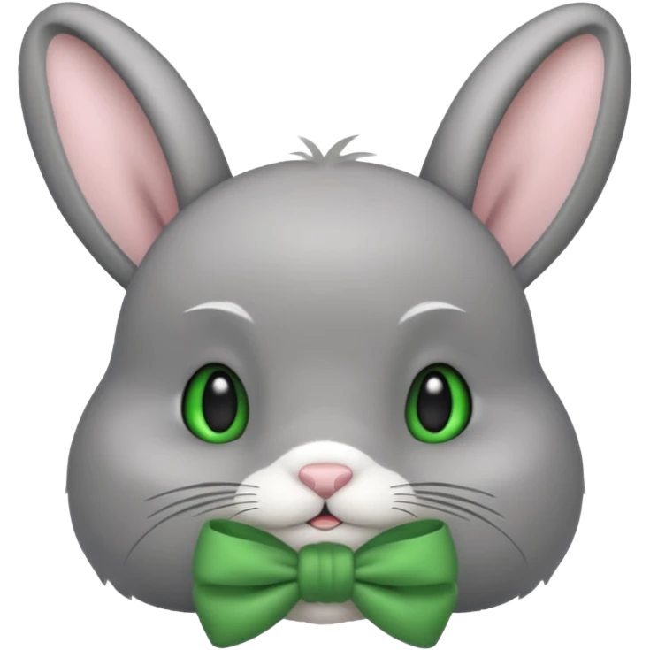 grey bunny with green bow on head emoji