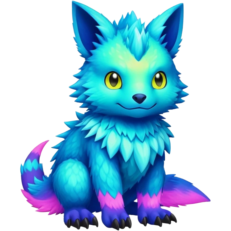 exotic lush warm-colored neon-colored Digimon-Fionbri-creature emoji