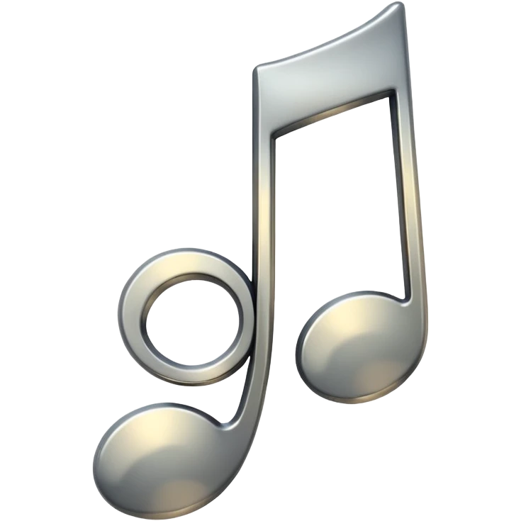music note with a chromic metal texture, no gold emoji