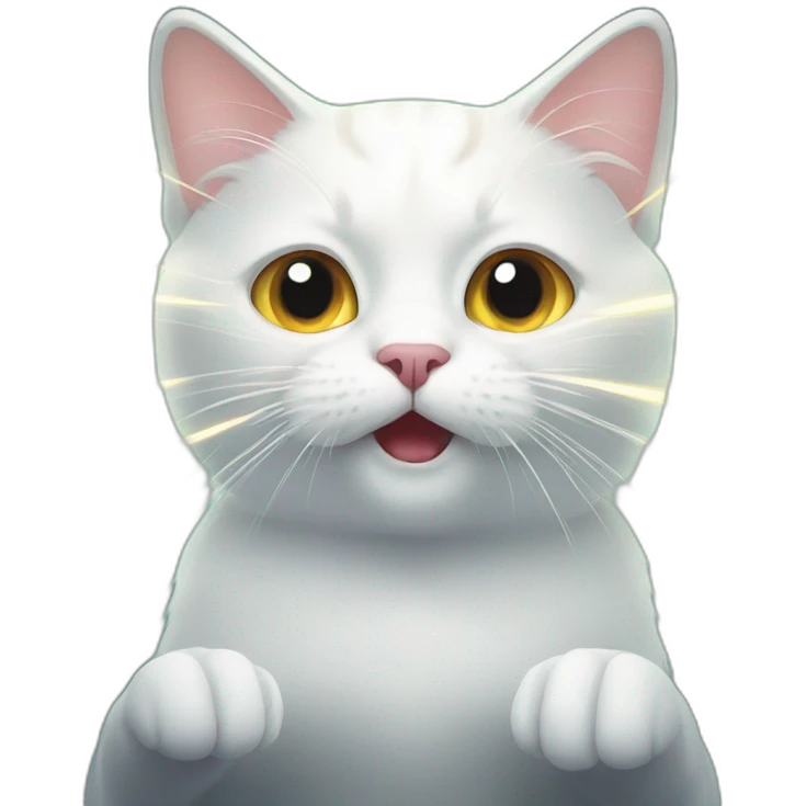 two white cats with laser beams emoji