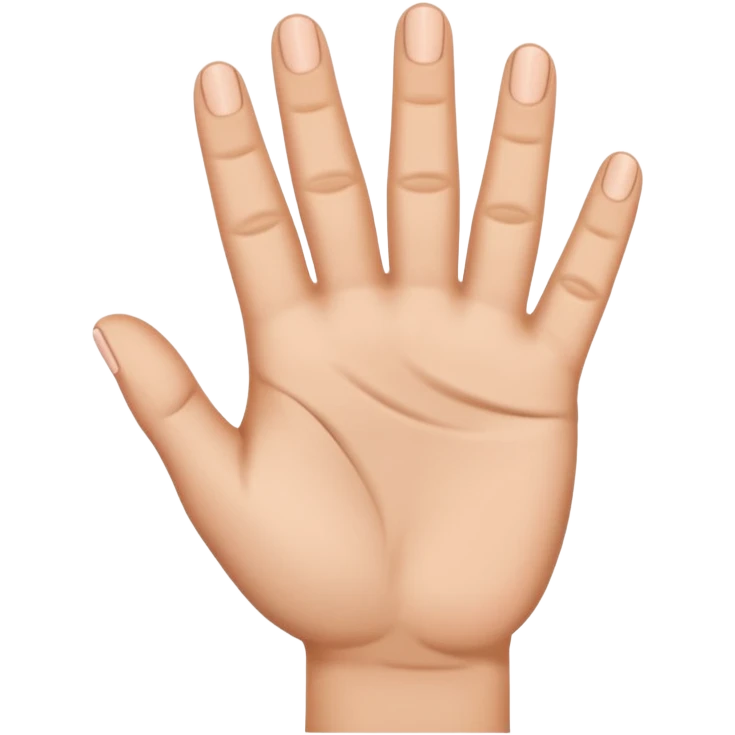 A hand, back of hand facing out ward, thumb folded in so only four fingers show emoji