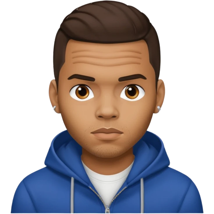 Chris Brown with dark brown hair emoji