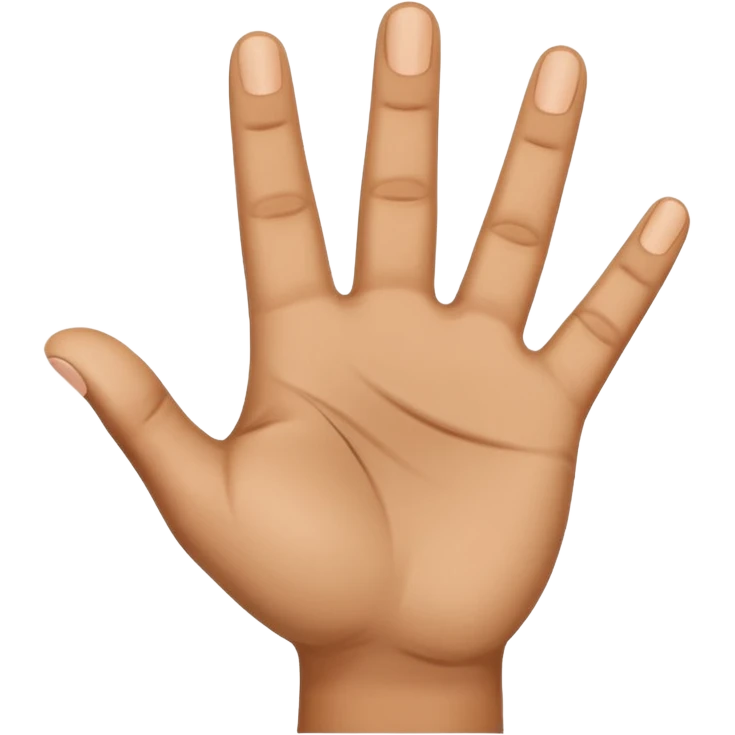 an open hand, palm visible, thumb bent towards the palm, other 4 fingers raised, representing the number 4 emoji