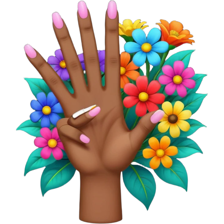 💐 combined with 🖕🏽 emoji