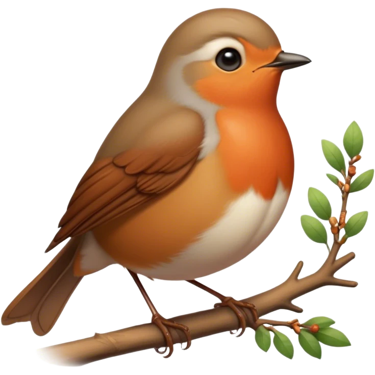 Cinematic Noble Robin Portrait Emoji, Poised and dignified, with a delicate, rounded build, a soft rust-red breast, gentle inquisitive eyes, and a small, refined beak, Simplified yet sharp and sophisticated features, highly detailed, glowing with a soft, warm glow, high shine, intelligent and graceful, stylized with an air of woodland charm, focused and attentive, soft glowing outline, capturing the essence of a watchful and confident robin that appears ready to flutter out of the screen with effortless authority! emoji