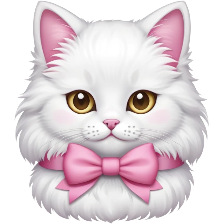 white cat wearing pink bow emoji