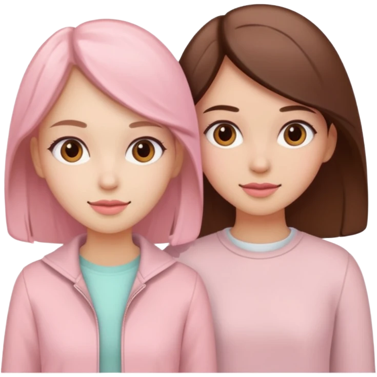 girlfriends with pastel pink and brown clothes emoji