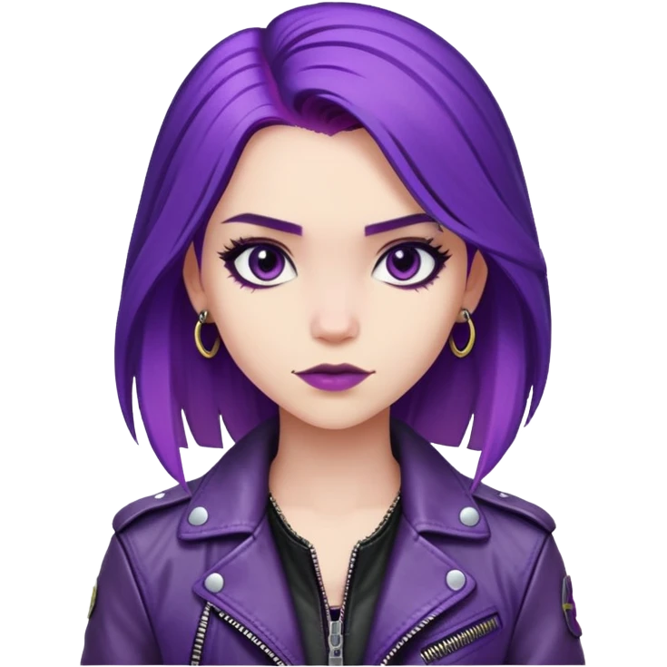 Mal from Descendants, purple hair, leather jacket, edgy style emoji