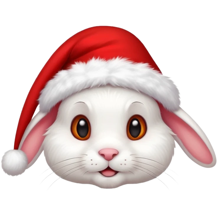white rabbit with ears in a christmas hat emoji