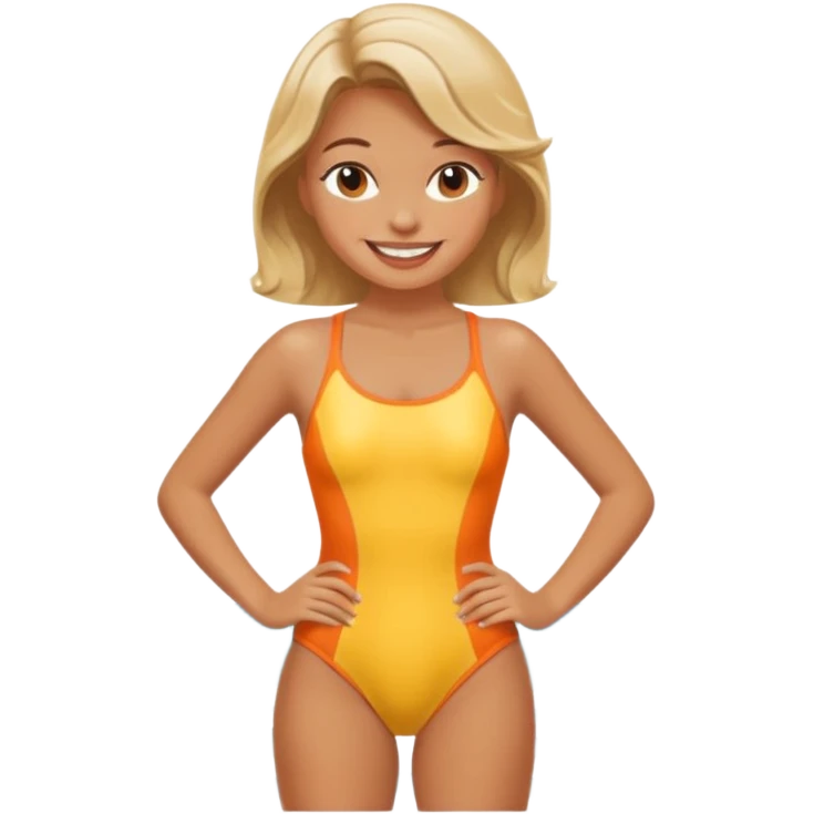 Retro swimsuit with girl emoji