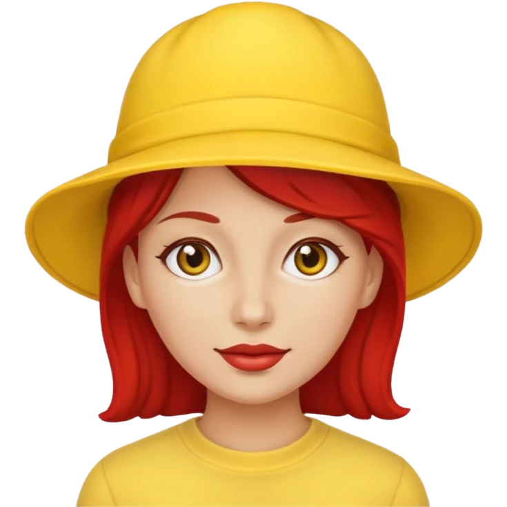 red woman with yellow hat emoji