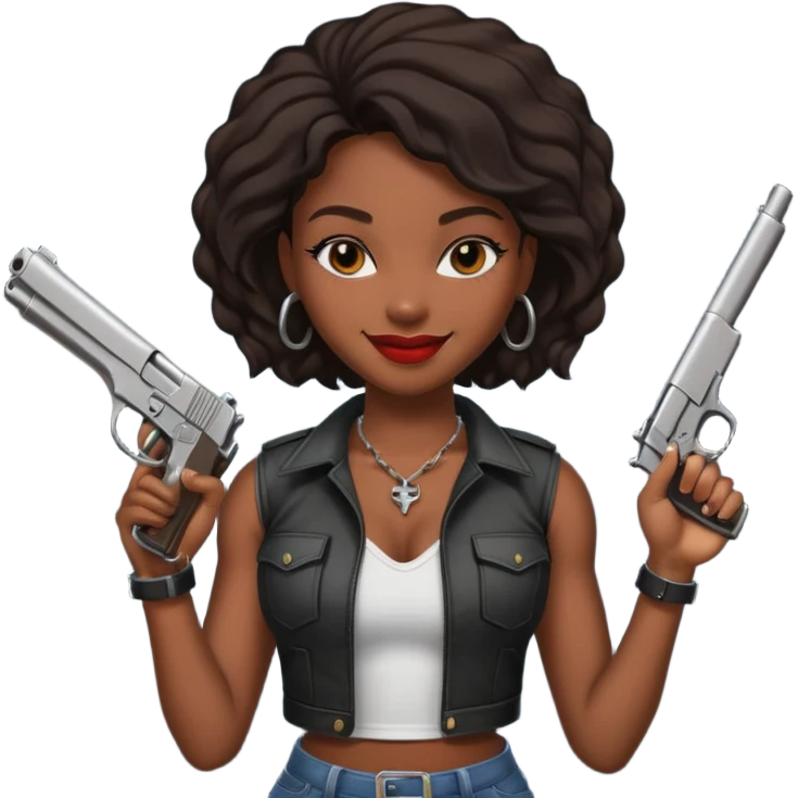 A sexy black female gang member with a gun emoji