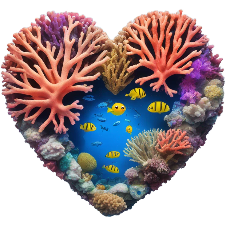 Colorful ocean Coral reef in the shape of a heart emoji