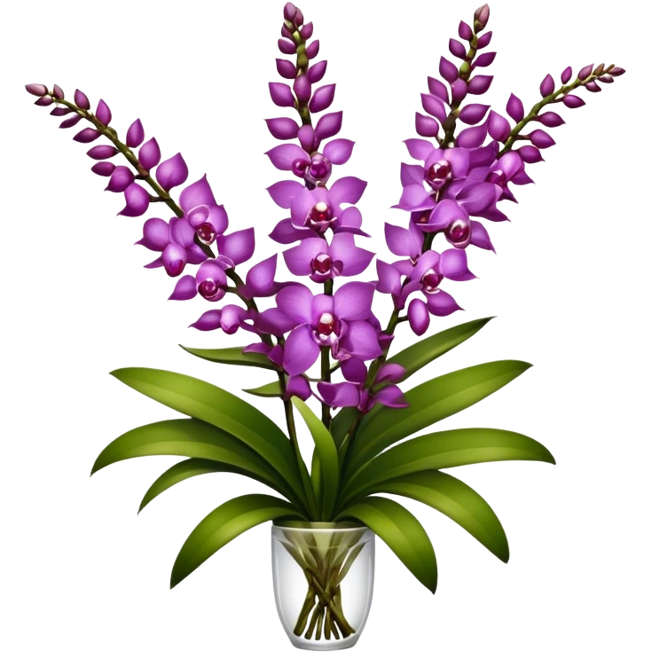 big bouquet Rhynchostylis Orchid, stem, leaf, luxuriant emoji