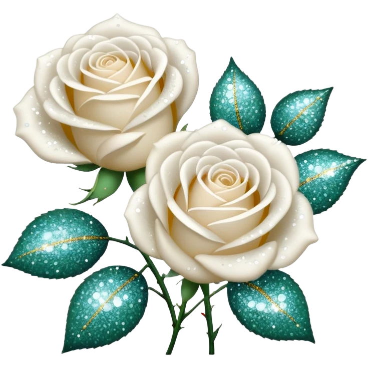 Glitter White Roses emoji
