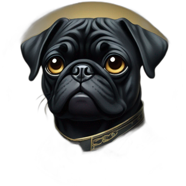 A cyberpunk black pug in Art Nouveau style during 1910 emoji
